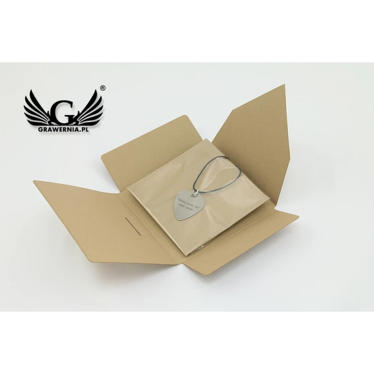 Halskette für Gitarristen und Gitarristinnen - Gitarrenplektrum mit eigener Grafik und Text - Stahl - KG06
