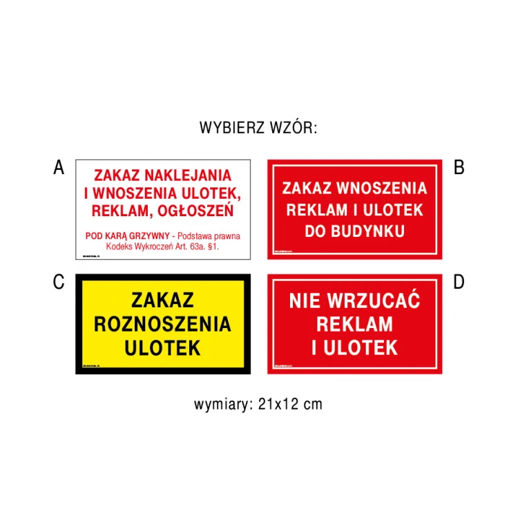 Keine Werbung und Flyer einwerfen - Schild Größe 210x120mm - PVC - farbiger UV-Druck - TAB180