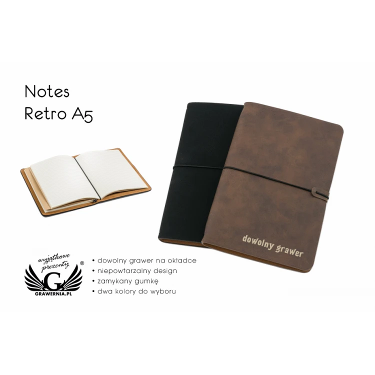 Retro Notizbuch A5 mit Ihrer Gravur - NOT005