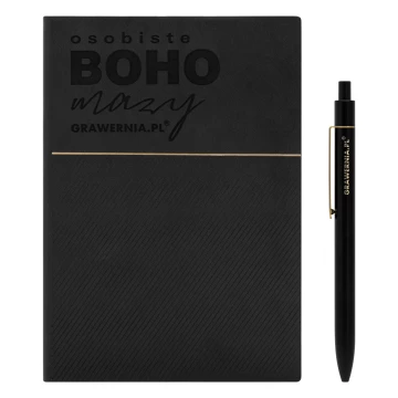 Set Metallkugelschreiber in ökologischem Etui + Notizbuch LAREN - individuelle Gravur - DP027