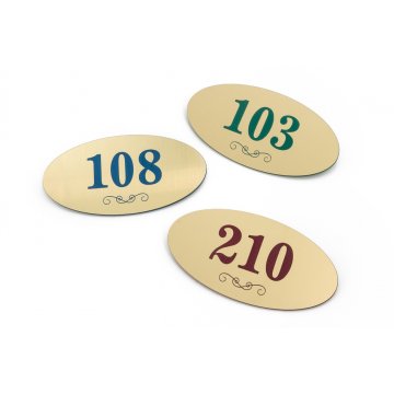 Türnummerierung - ELIPSA - Gold mit farbiger Gravur - ND020 - Abm. 100x50mm
