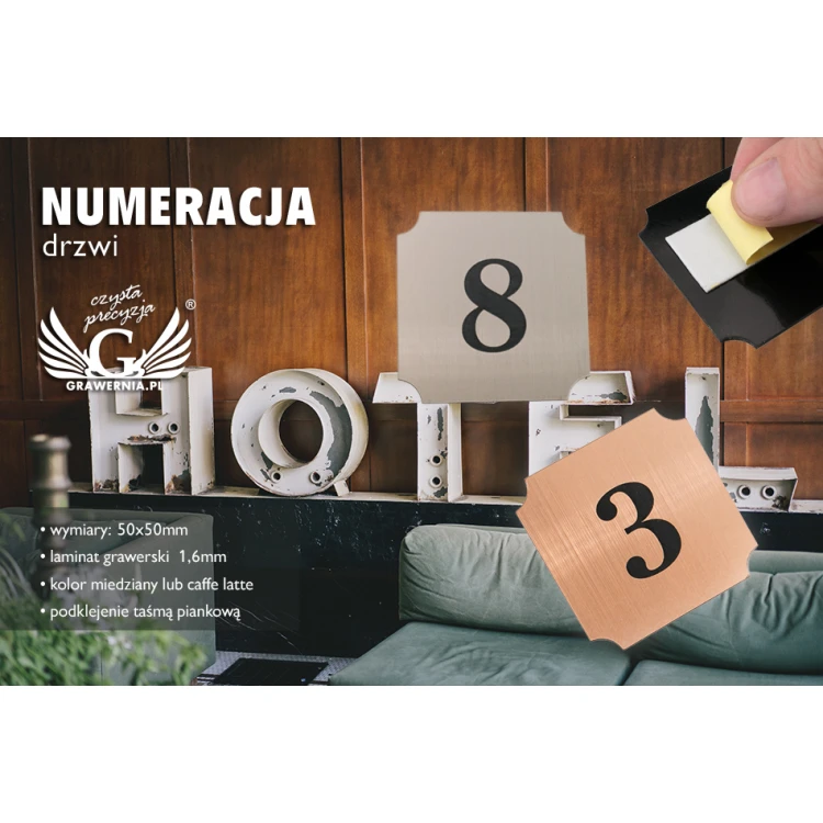 Türnummerierung - Kupfer oder Caffe Latte - ND017 - Abm. 50x50mm