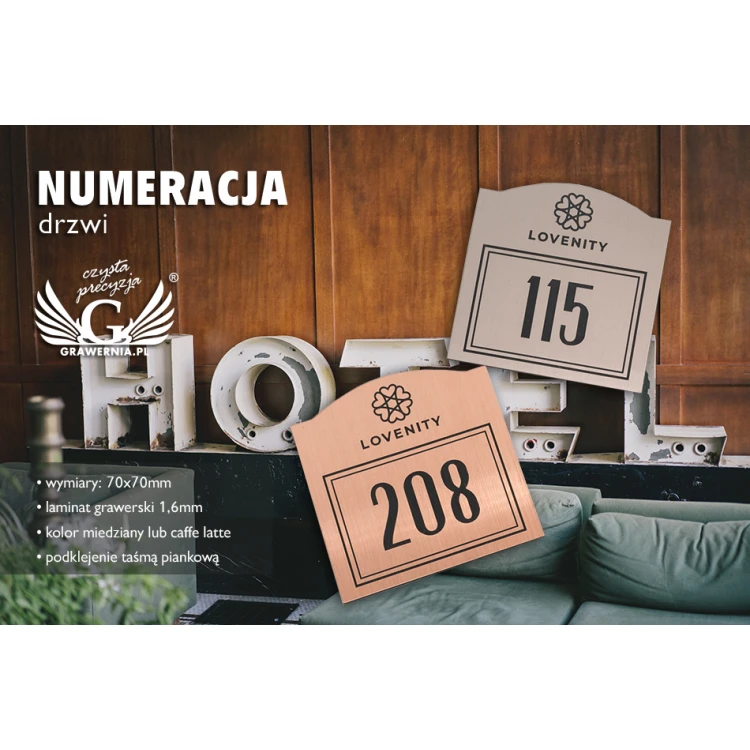 Türnummerierung - Kupfer oder Caffe Latte - ND022 - Abm. 70x70mm