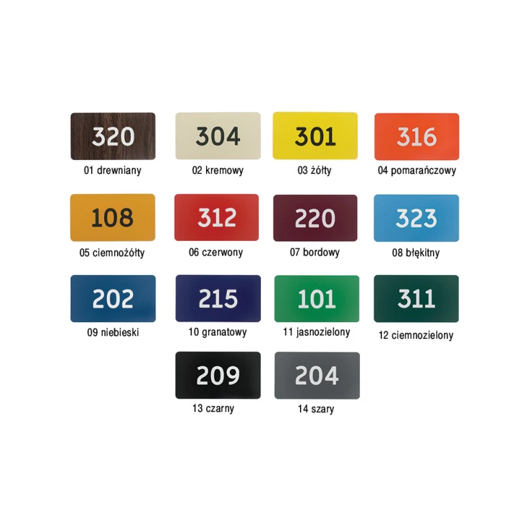 Nummerierung für Türen Multicolor - Abmessungen: 90x50mm - ND024