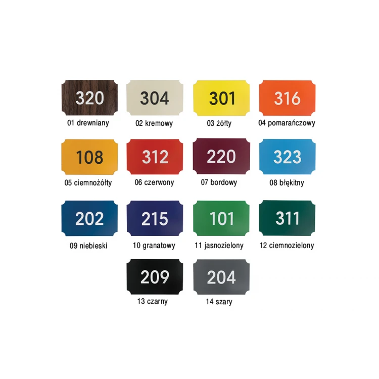 Nummerierung für Türen Multicolor - Abmessungen: 80x50mm - ND025