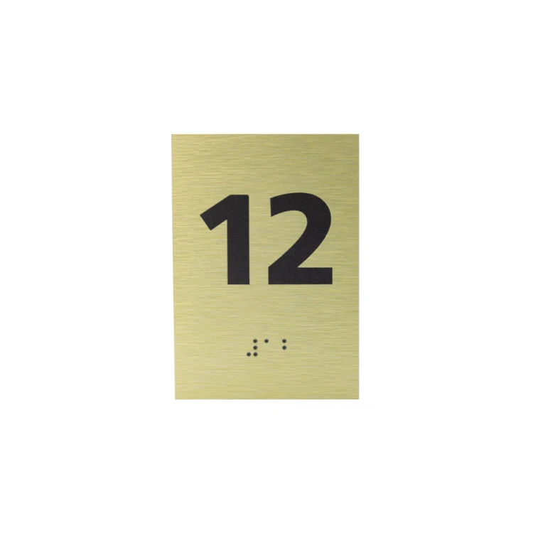 Nummerierung aus goldenem Dibond mit Braille-Schrift - Größe 100x70mm - TAB414