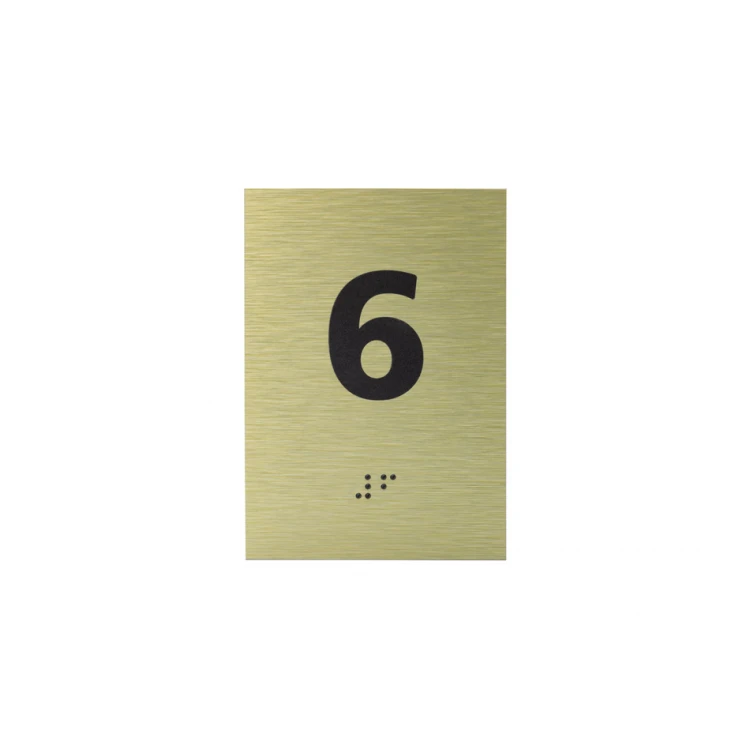 Nummerierung aus goldenem Dibond mit Braille-Schrift - Größe 100x70mm - TAB414