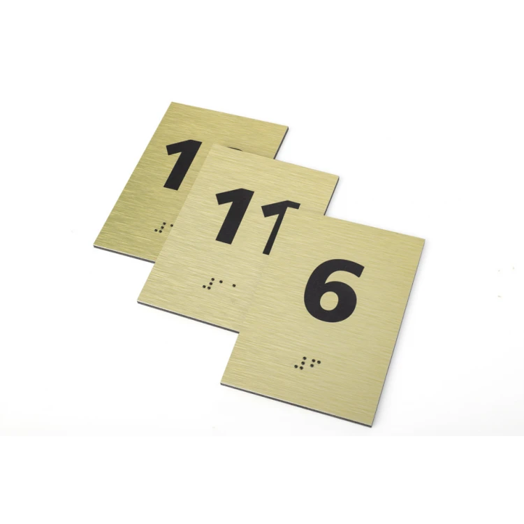 Nummerierung aus goldenem Dibond mit Braille-Schrift - Größe 100x70mm - TAB414