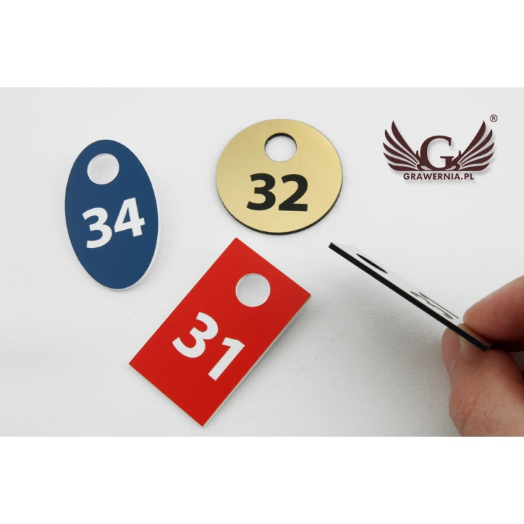 Garderobennummern - verschiedene Farben - drei Versionen zur Auswahl - Dicke 1,6mm