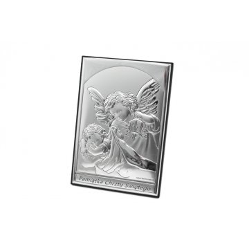 Silbernes Bild Schutzengel Taufgeschenk Größe 9x13cm - 6669S/2X