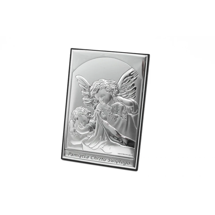 Silbernes Bild Schutzengel Taufgeschenk Größe 9x13cm - 6669S/2X