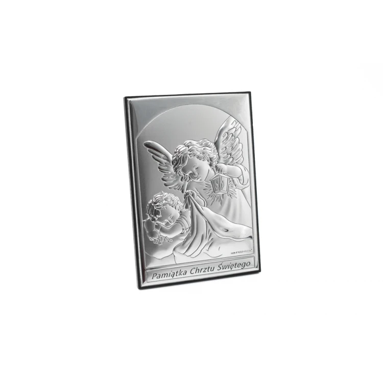 Silbernes Bild Schutzengel Taufgeschenk Größe 9x13cm - 6669S/2X