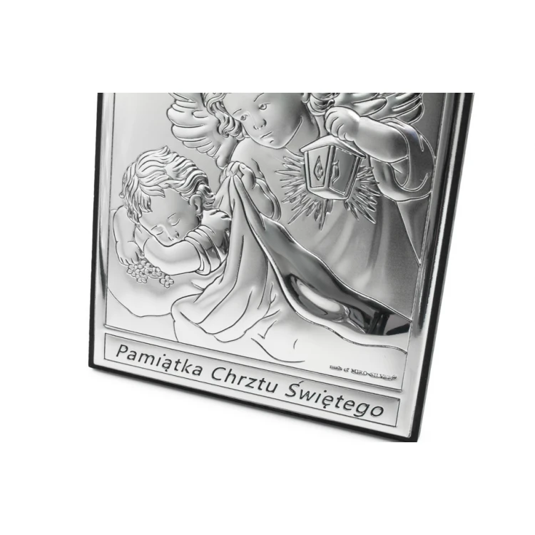 Silbernes Bild Schutzengel Taufgeschenk Größe 9x13cm - 6669S/2X