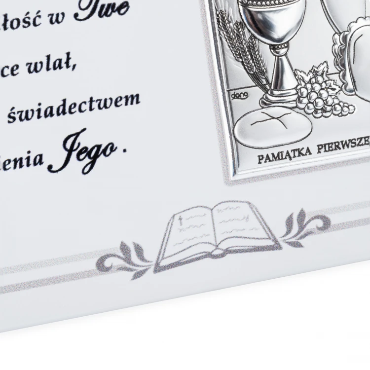 Silbernes Bild für Mädchen - Erinnerung an die Erste Heilige Kommunion - Größe 18x13cm - DS08/04/1A