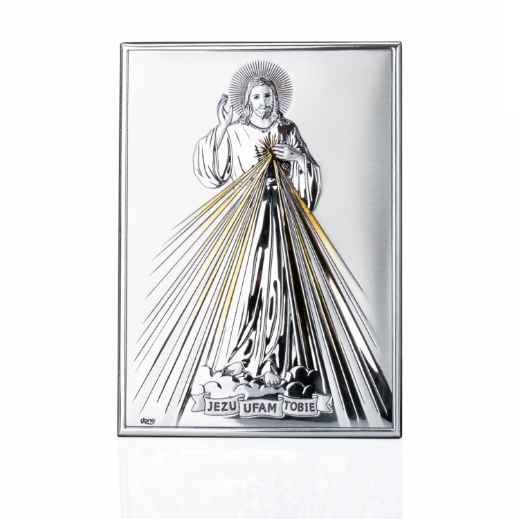 Bild Silberner Barmherziger Jesus - Jesus, ich vertraue auf Dich - Größe 13x18cm - DS34/3O