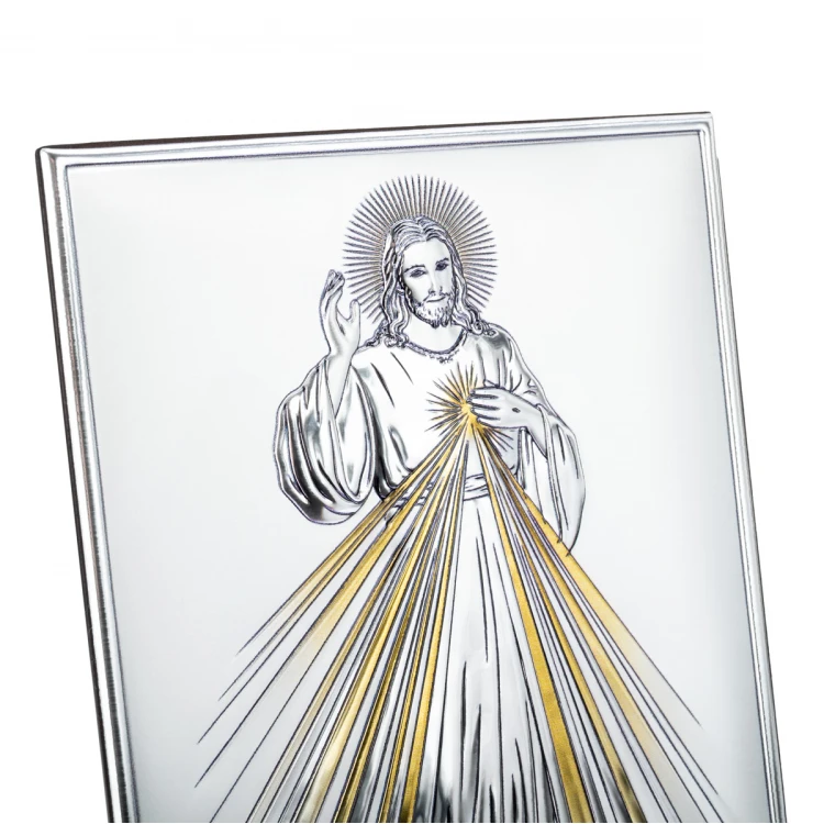 Bild Silberner Barmherziger Jesus - Jesus, ich vertraue auf Dich - Größe 13x18cm - DS34/3O