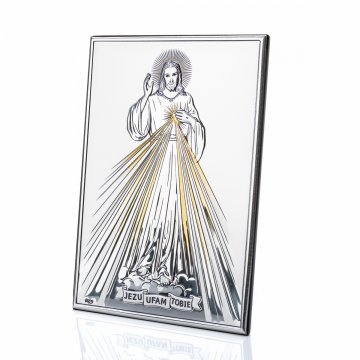 Bild Silberner Barmherziger Jesus - Jesus, ich vertraue auf Dich - Größe 13x18cm - DS34/3O
