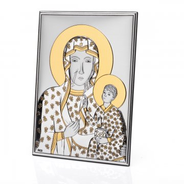 Bild Silberne Mutter Gottes von Tschenstochau - Größe 11,5x16cm - DS19/2XO