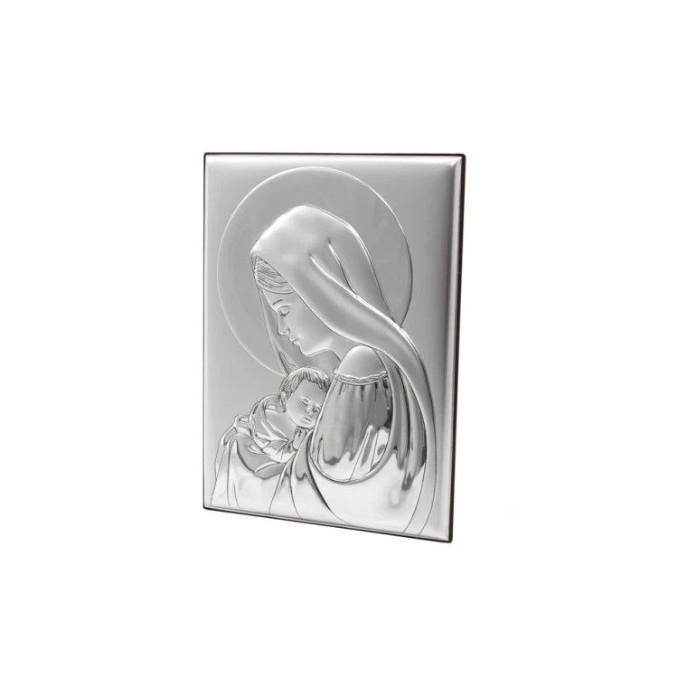 Silbernes Bild der Heiligen Mutter mit Kind, Maße 13x18cm - 30696