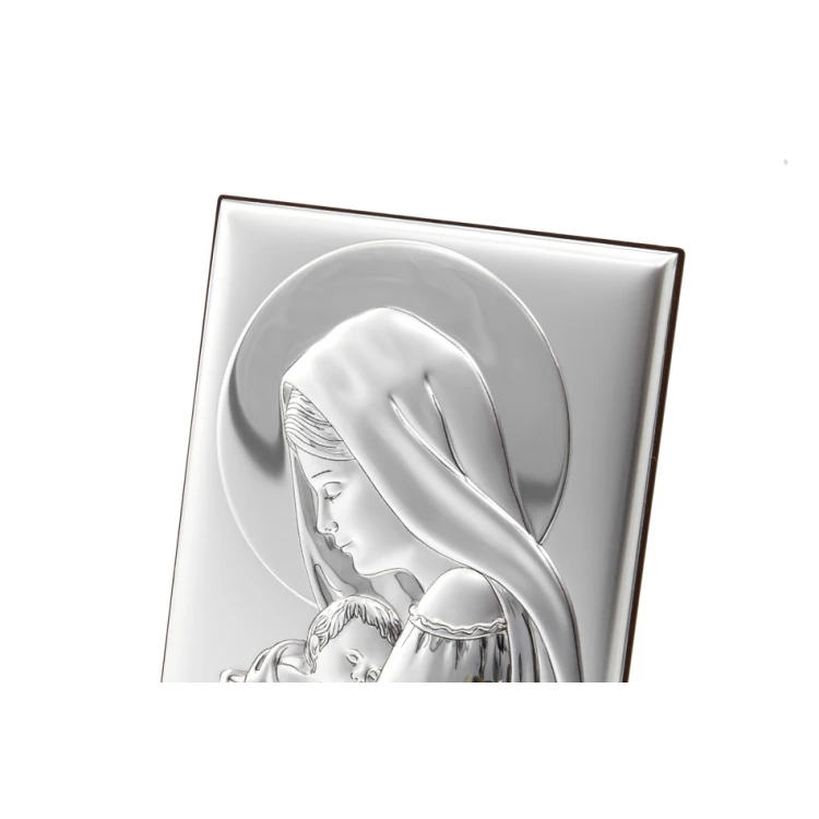Silbernes Bild der Heiligen Mutter mit Kind, Maße 13x18cm - 30696
