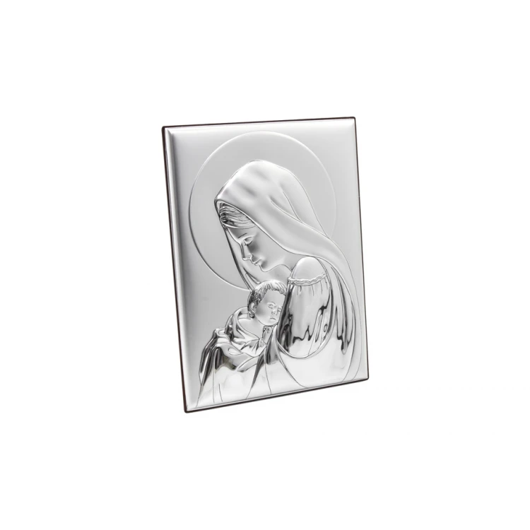 Silbernes Bild der Heiligen Mutter mit Kind, Maße 13x18cm - 30696