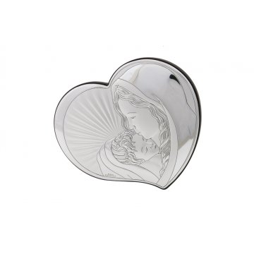 Silbernes Bild der Heiligen Mutter mit Kind, Maße 14x12cm - 81295/3L