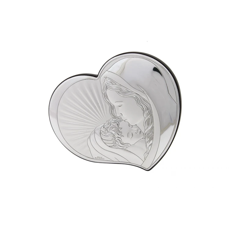 Silbernes Bild der Heiligen Mutter mit Kind, Maße 14x12cm - 81295/3L