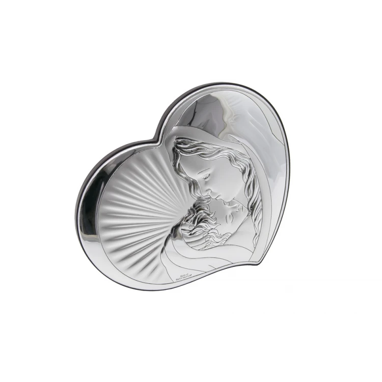Silbernes Bild der Heiligen Mutter mit Kind, Maße 14x12cm - 81295/3L