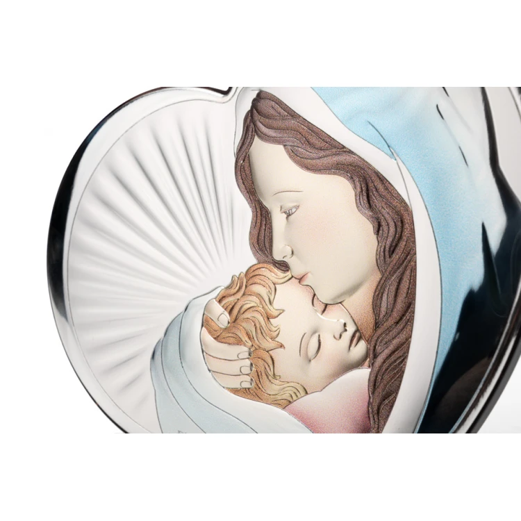 Silbernes Bild - Mutter Gottes mit Kind, Maße 14x12cm - 81295/3COL