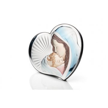 Silbernes Bild - Mutter Gottes mit Kind, Maße 14x12cm - 81295/3COL