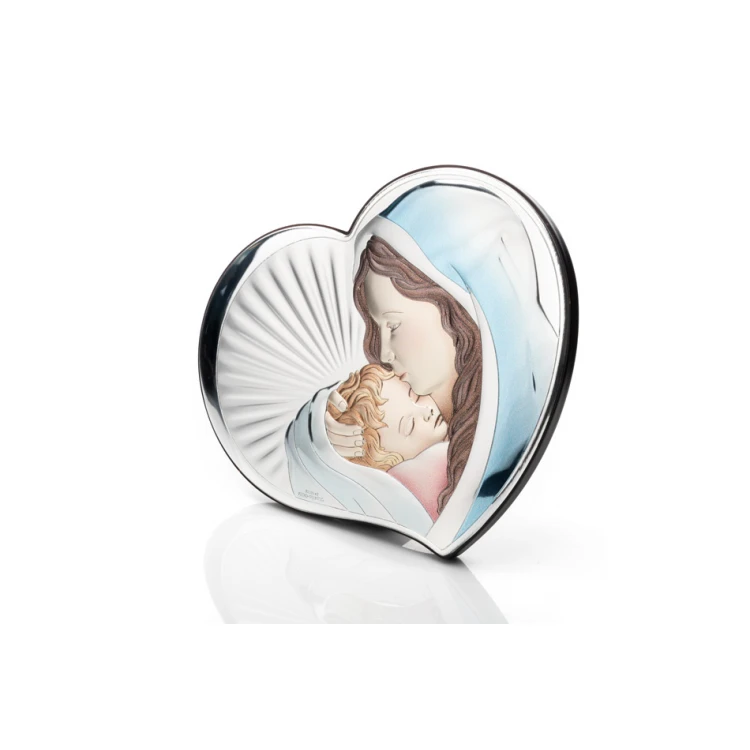 Silbernes Bild - Mutter Gottes mit Kind, Maße 14x12cm - 81295/3COL