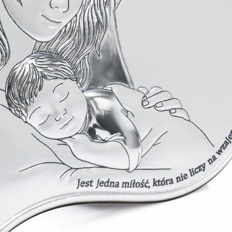 Silbernes Bild der Heiligen Mutter mit Kind, Maße 14x14cm - DS52/2X
