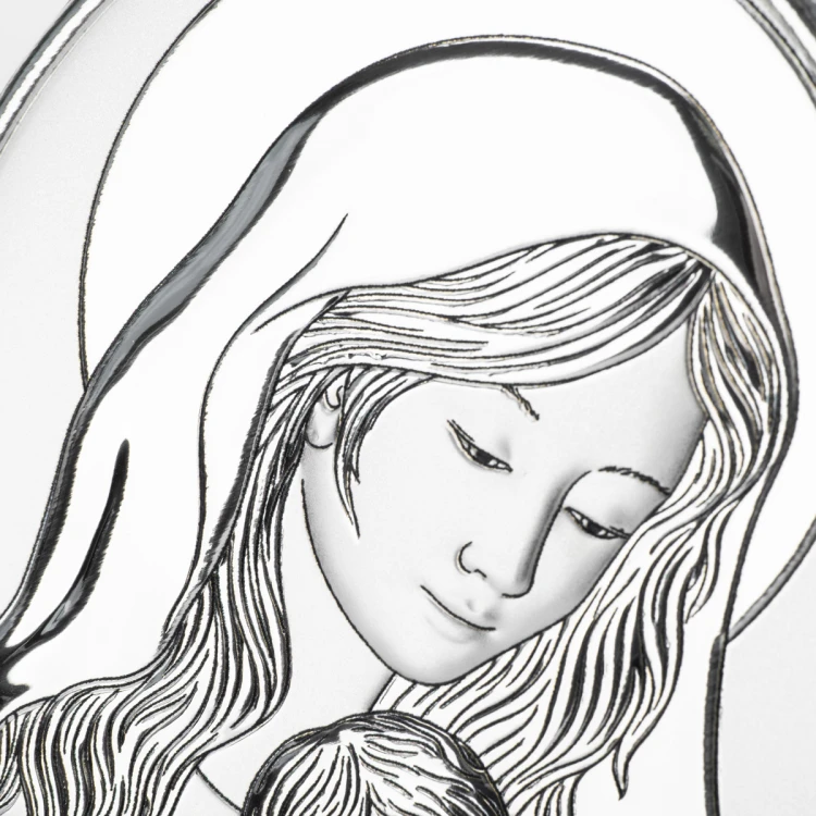 Silbernes Bild der Heiligen Mutter mit Kind, Maße 14x14cm - DS52/2X