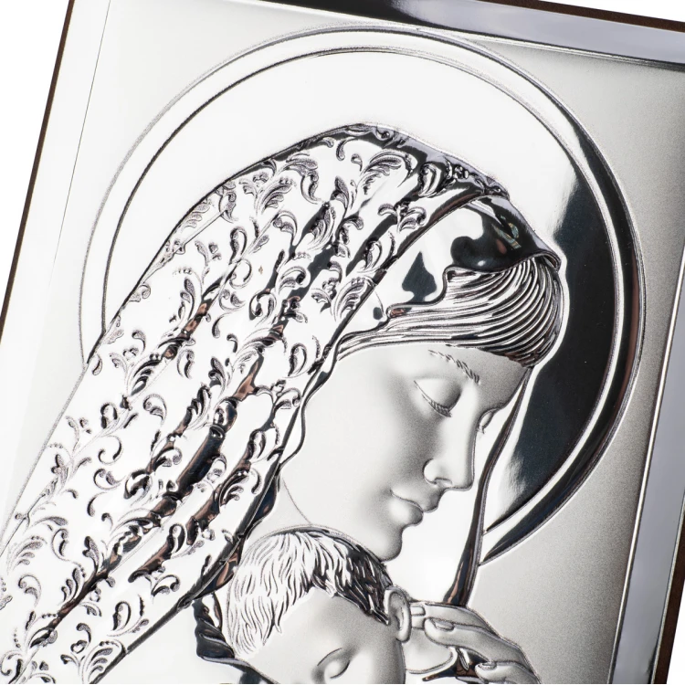 Silbernes Bild der Heiligen Mutter mit Kind, Maße 13x18cm - 31133