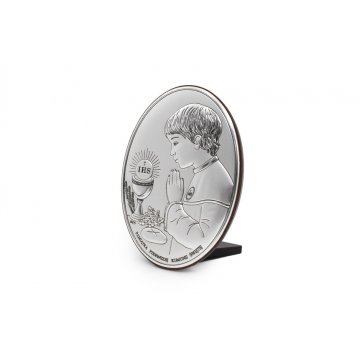 Silbernes Bild Erinnerung an die Erste Heilige Kommunion für Jungen Größe 7x10cm - DS05/1O