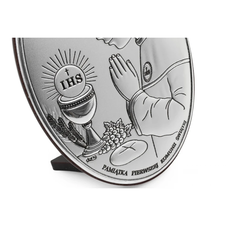 Silbernes Bild Erinnerung an die Erste Heilige Kommunion für Jungen Größe 7x10cm - DS05/1O
