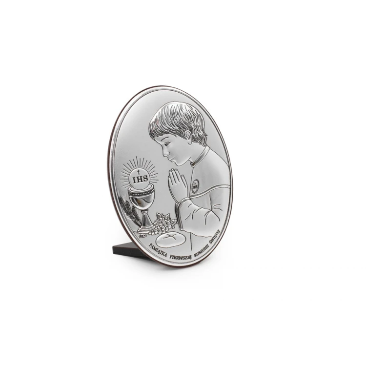Silbernes Bild Erinnerung an die Erste Heilige Kommunion für Jungen Größe 7x10cm - DS05/1O