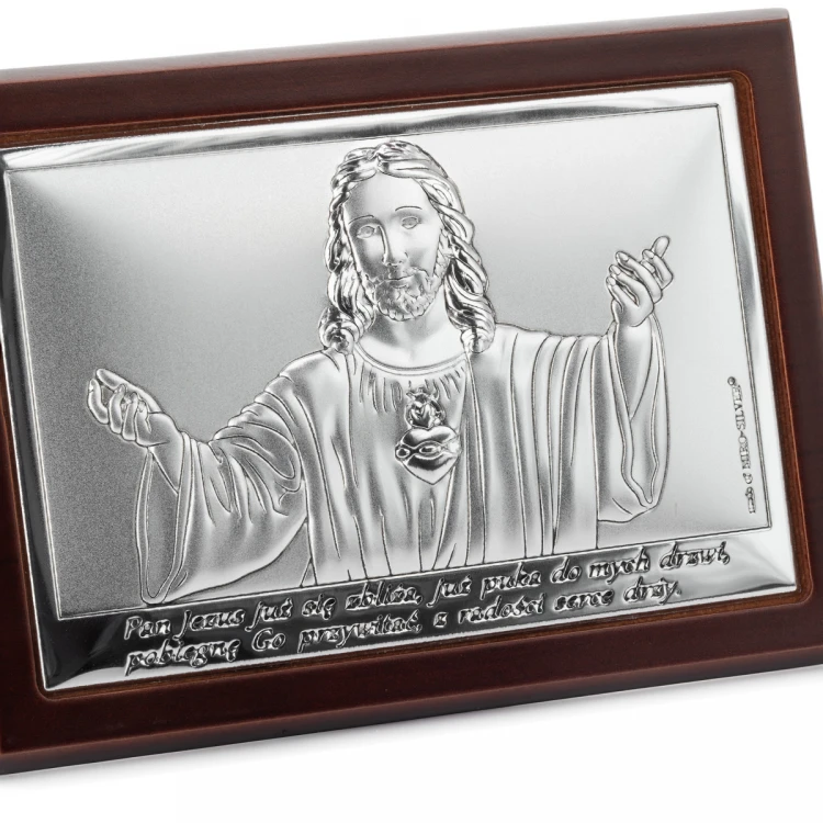 Silbernes Bild mit Jesusdarstellung - Erstkommunion Andenken - Größe 10,5x7,5cm - 6621/2WM