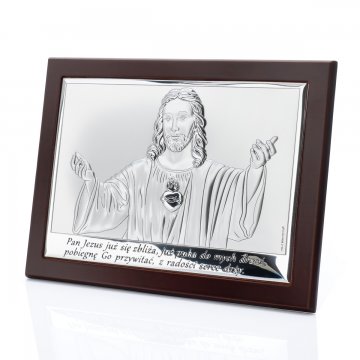 Silbernes Bild mit Jesusdarstellung - Erstkommunion Andenken - Größe 20x15cm - 6621/3WM