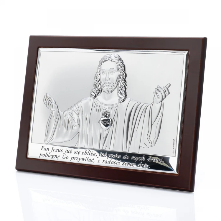 Silbernes Bild mit Jesusdarstellung - Erstkommunion Andenken - Größe 20x15cm - 6621/3WM