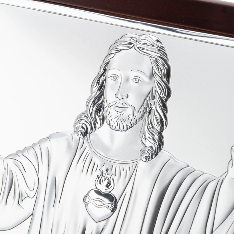 Silbernes Bild mit Jesusdarstellung - Erstkommunion Andenken - Größe 20x15cm - 6621/3WM