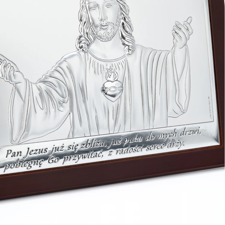Silbernes Bild mit Jesusdarstellung - Erstkommunion Andenken - Größe 20x15cm - 6621/3WM