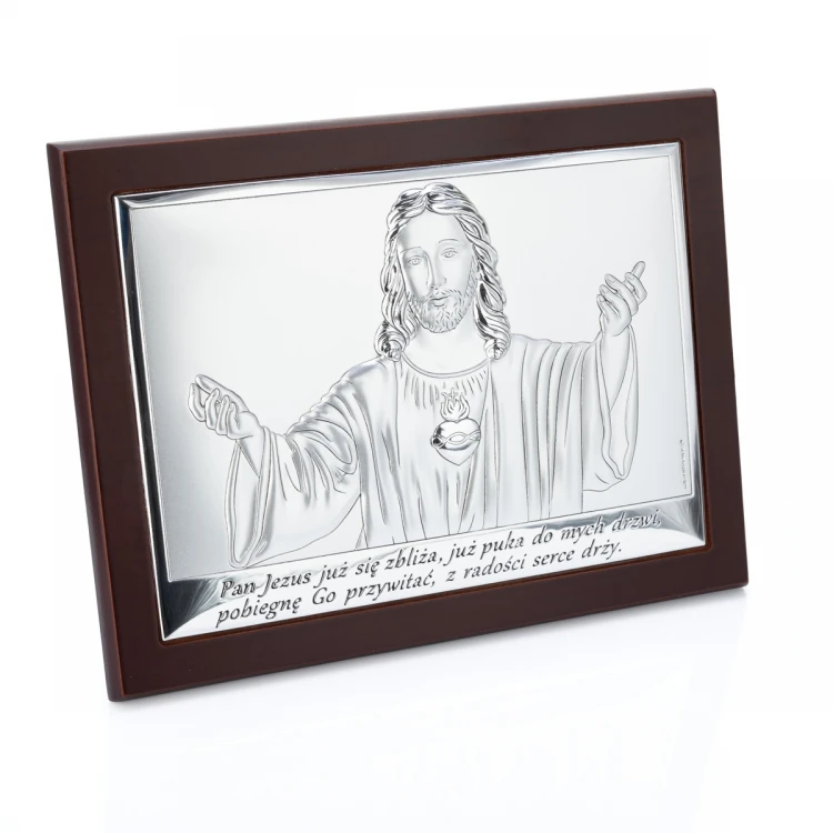 Silbernes Bild mit Jesusdarstellung - Erstkommunion Andenken - Größe 20x15cm - 6621/3WM