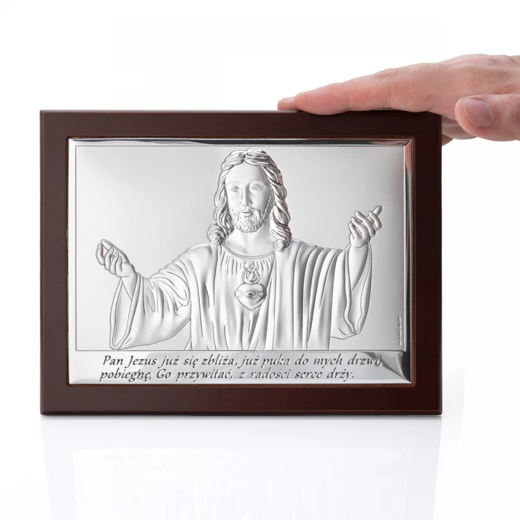 Silbernes Bild mit Jesusdarstellung - Erstkommunion Andenken - Größe 20x15cm - 6621/3WM