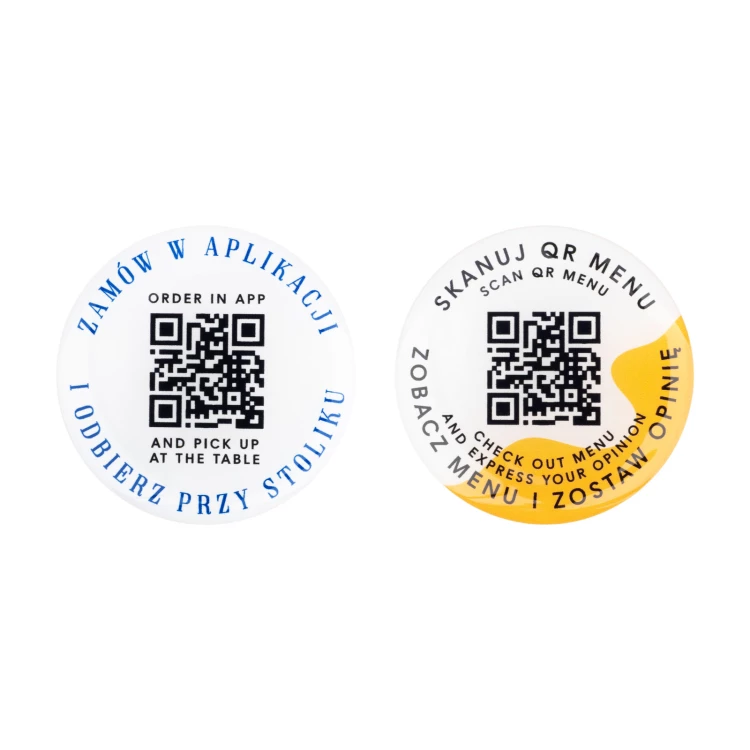 Rundes Menü mit QR-Code - HIPS-Material mit Doming - Durchmesser 50mm - MEN026