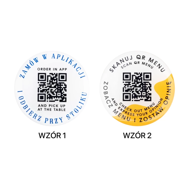 Rundes Menü mit QR-Code - HIPS-Material mit Doming - Durchmesser 50mm - MEN026