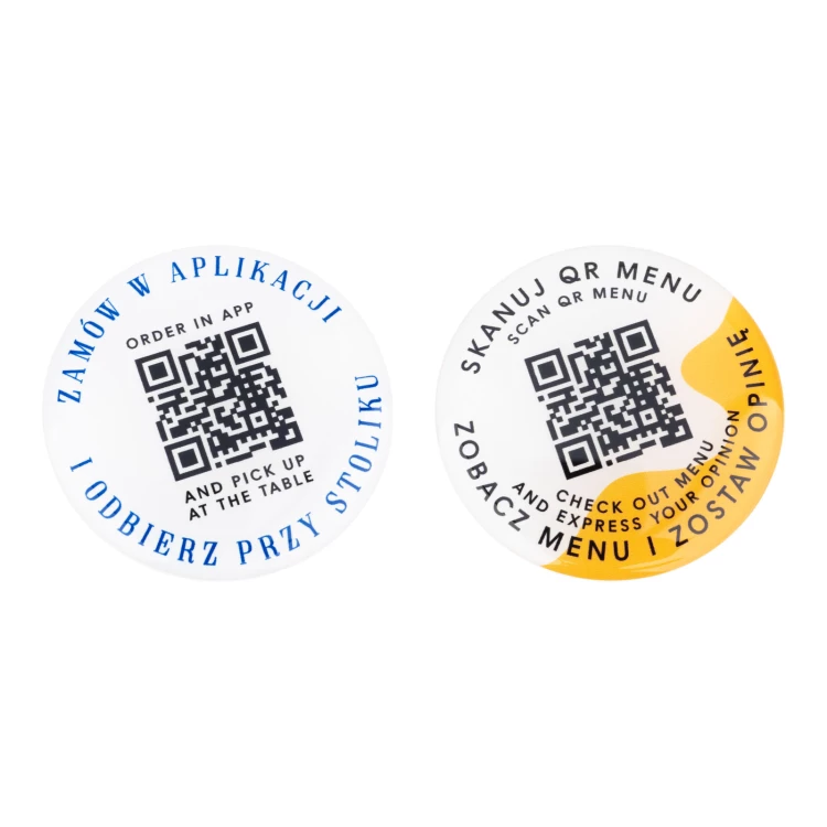 Rundes Menü mit QR-Code - HIPS-Material mit Doming - Durchmesser 50mm - MEN026
