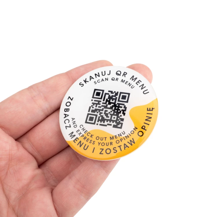 Rundes Menü mit QR-Code - HIPS-Material mit Doming - Durchmesser 50mm - MEN026