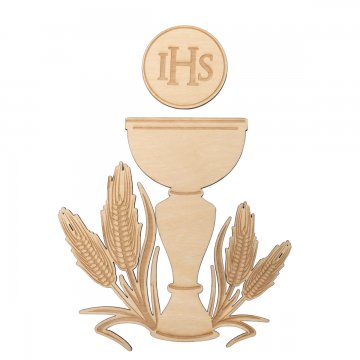Kommunion Ornament - Hostie mit Kelch aus Birken Sperrholz - Abm. 233x270mm - KOM015