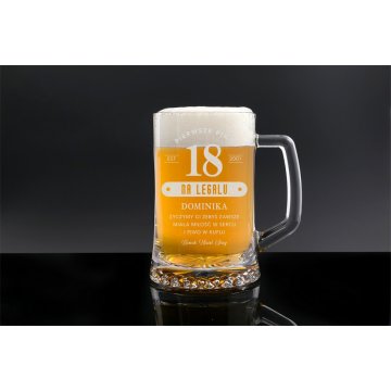 Achtzehnjähriger Bierkrug mit Gravur - Erstes legales Bier - KUF009